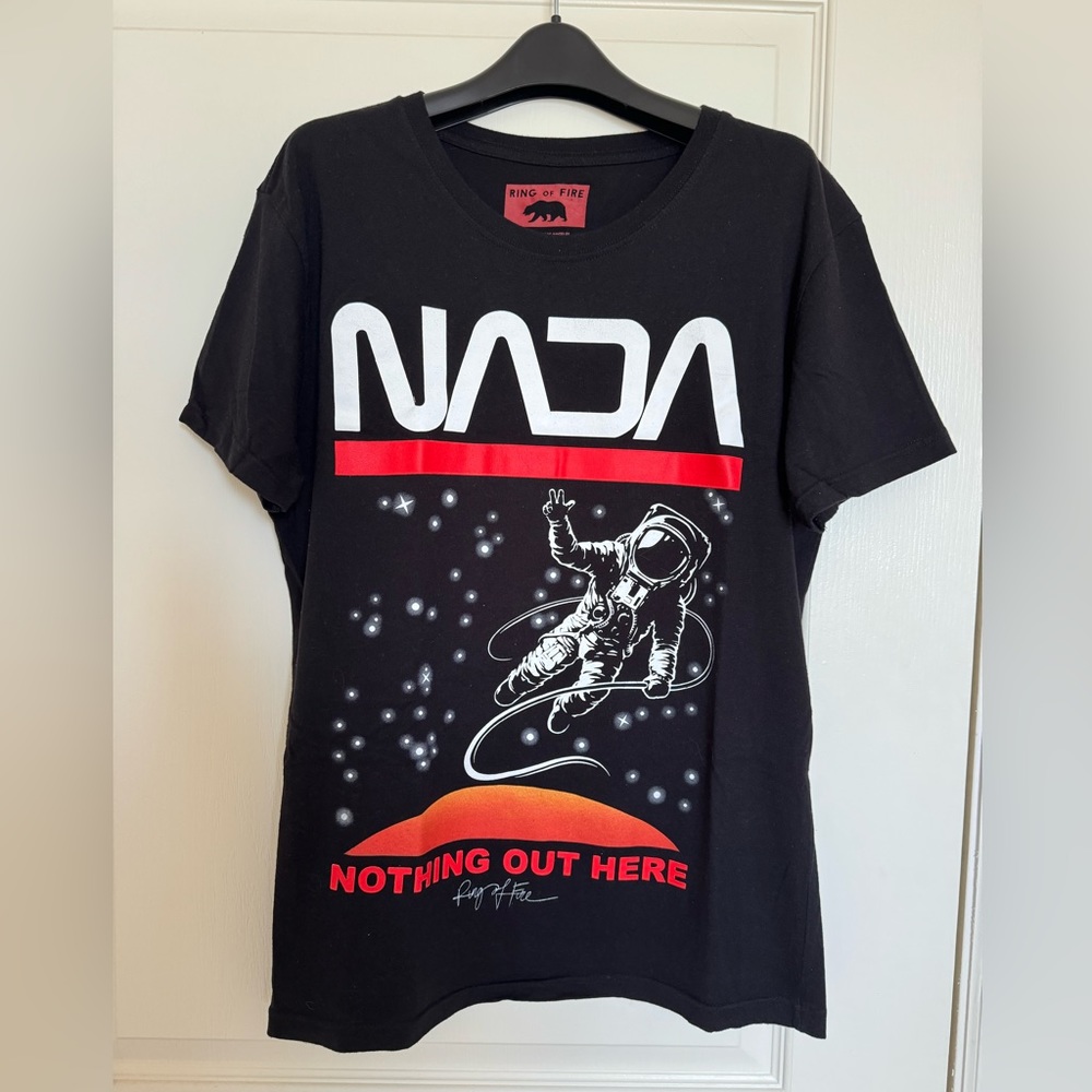 Nasa Astronaut Shirt Medium Mens Black Ring Of Fire Nothing Out Here Space Tee